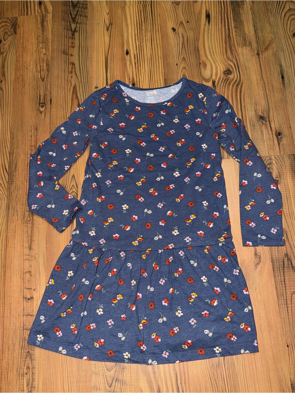 Girls' Blue Floral Long-Sleeve Dress Sz 8